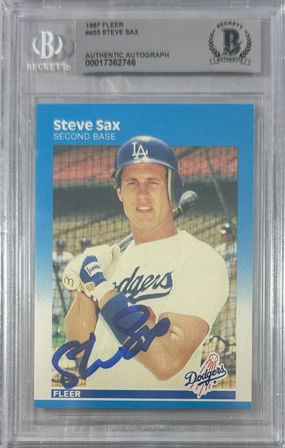 Steve Sax auto signed card 1986 Mountain Lion #453 MLB White Sox BAS Encap