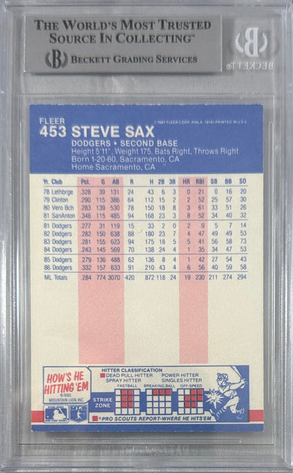 Steve Sax auto signed card 1986 Mountain Lion #453 MLB White Sox BAS Encap