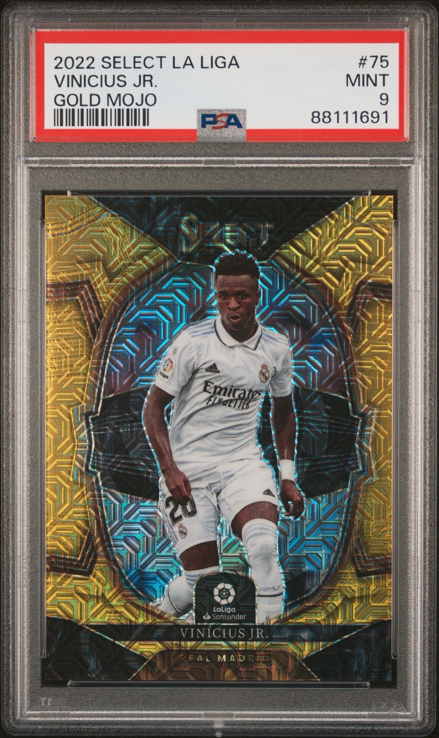 Vinicius Jr. 2022-23 Panini Select Gold Mojo #75 /10 PSA 9