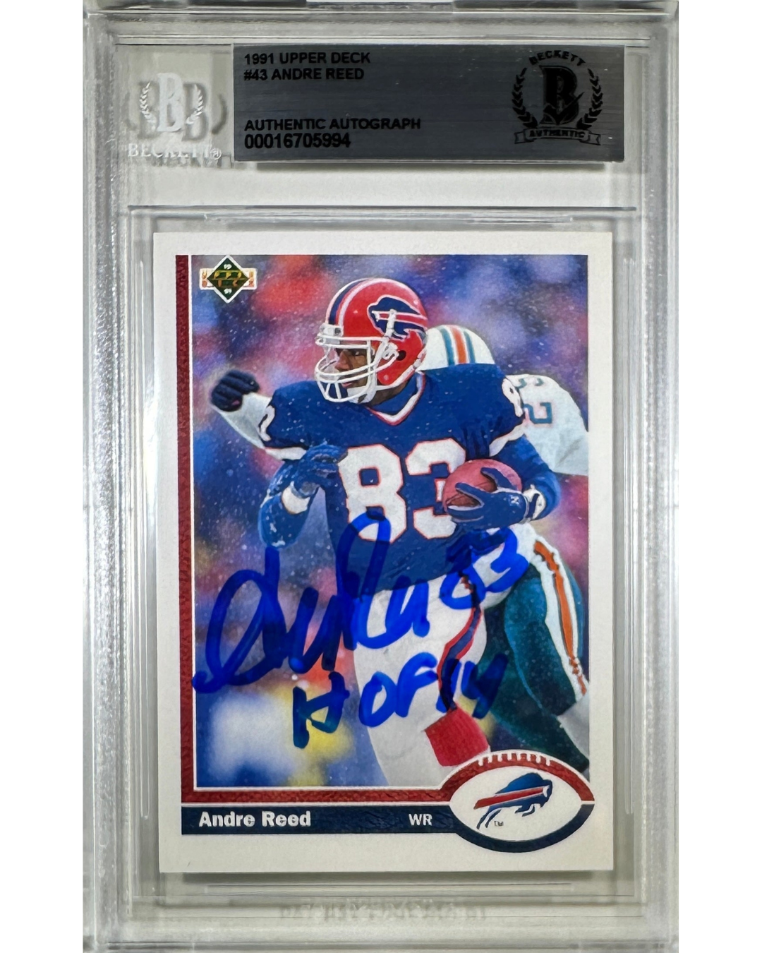 NFL Buffalo Bills Andre Reed Autographed Signed Inscribed Upper Deck 1991 #83 BAS Encapsulated