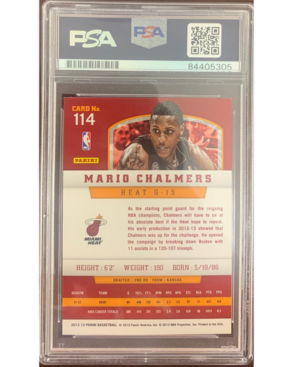 NBA Miami Heat Mario Chalmers Autographed Signed 2013 Panini #114 Card t PSA Encapsulated