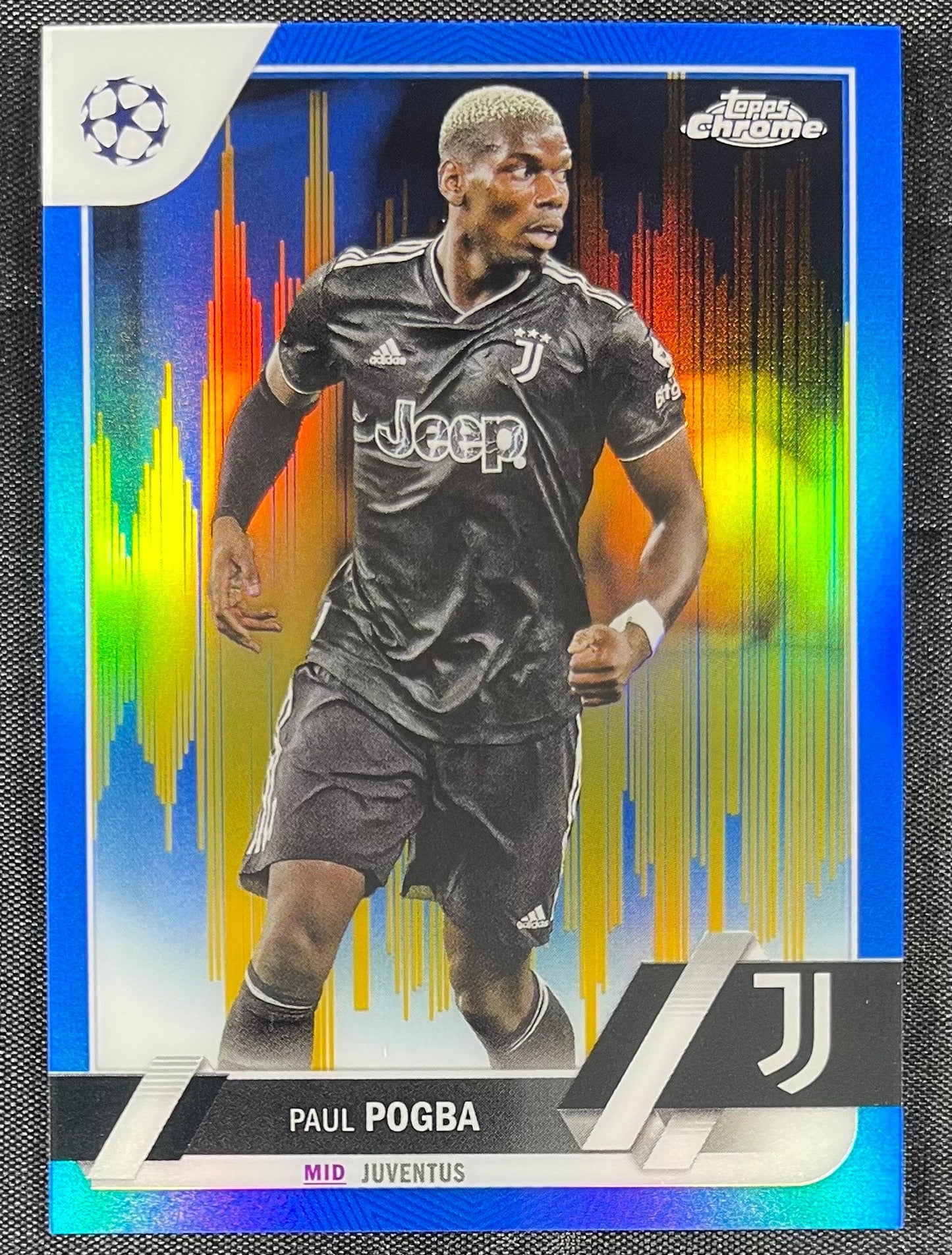 Paul Pogba 2022-23 Topps Chrome Blue/Gold Seismic #108 /75 Refractor