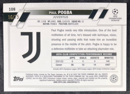 Paul Pogba 2022-23 Topps Chrome Blue/Gold Seismic #108 /75 Refractor