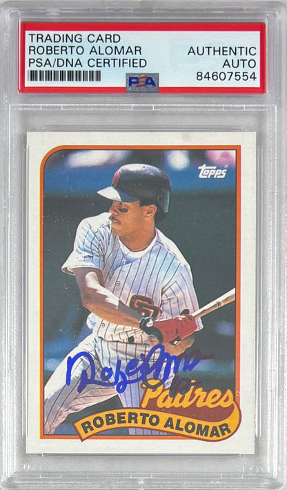 Roberto Alomar auto 1989 Topps RC #206 MLB San Diego Padres PSA Encapsulated