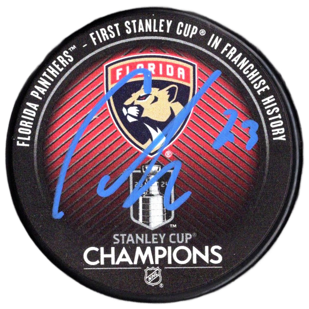 Carter Verhaeghe autographed signed Stanley Cup puck NHL Florida Panthers JSA COA