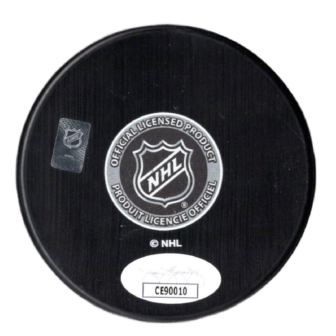 Bernie Parent autographed signed logo puck NHL Philadelphia Flyers JSA COA