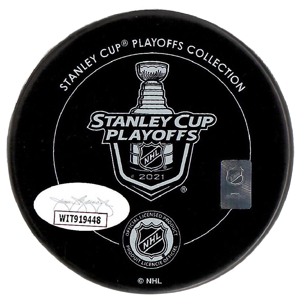 Andrei Vasilevskiy autographed signed inscribed 2021 Stanley Cup Puck Tampa Bay Lightning JSA COA