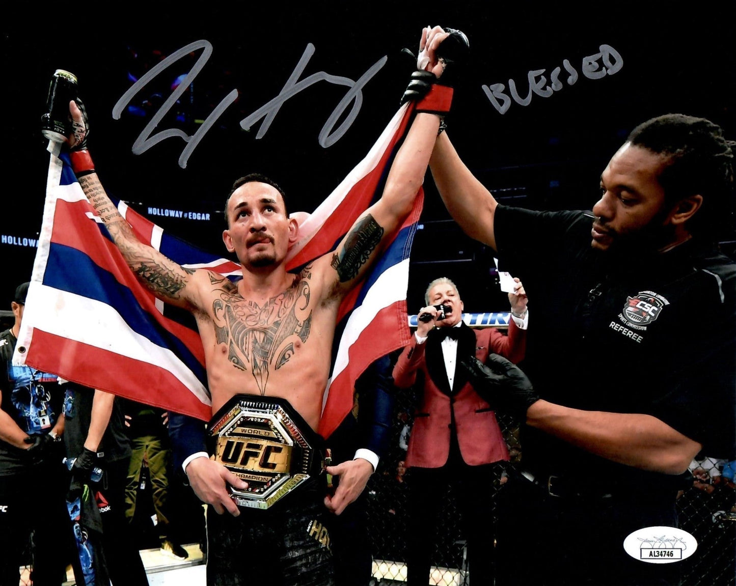 Max Holloway signed inscribed 8x10 photo UFC Blessed JSA COA Dana White