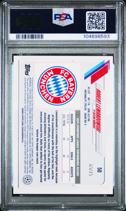 Robert Lewandowski 2020-21 Topps Chrome Green Sapphire /75 PSA 10 #50 Edition